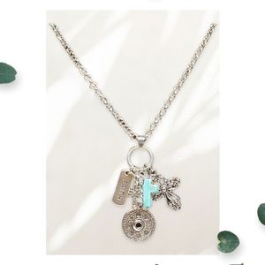 Silver Cross and Faith Charm necklace